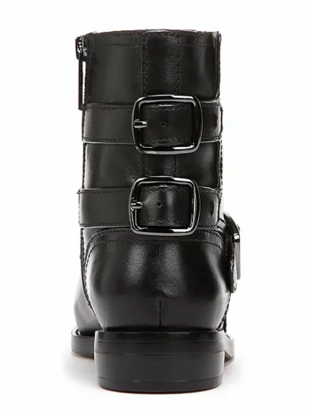 NWT Franco Sarto Leather Prina Block Heel Moto Ankle Boot in Black - Size 8